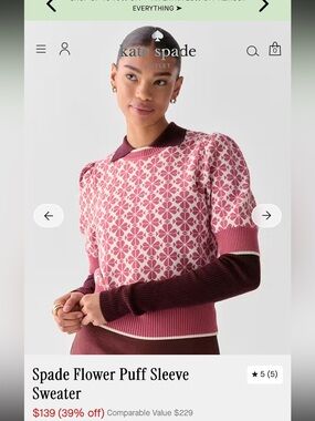 kate spade Pink & Cream Floral-Pattern Crewneck Sweater